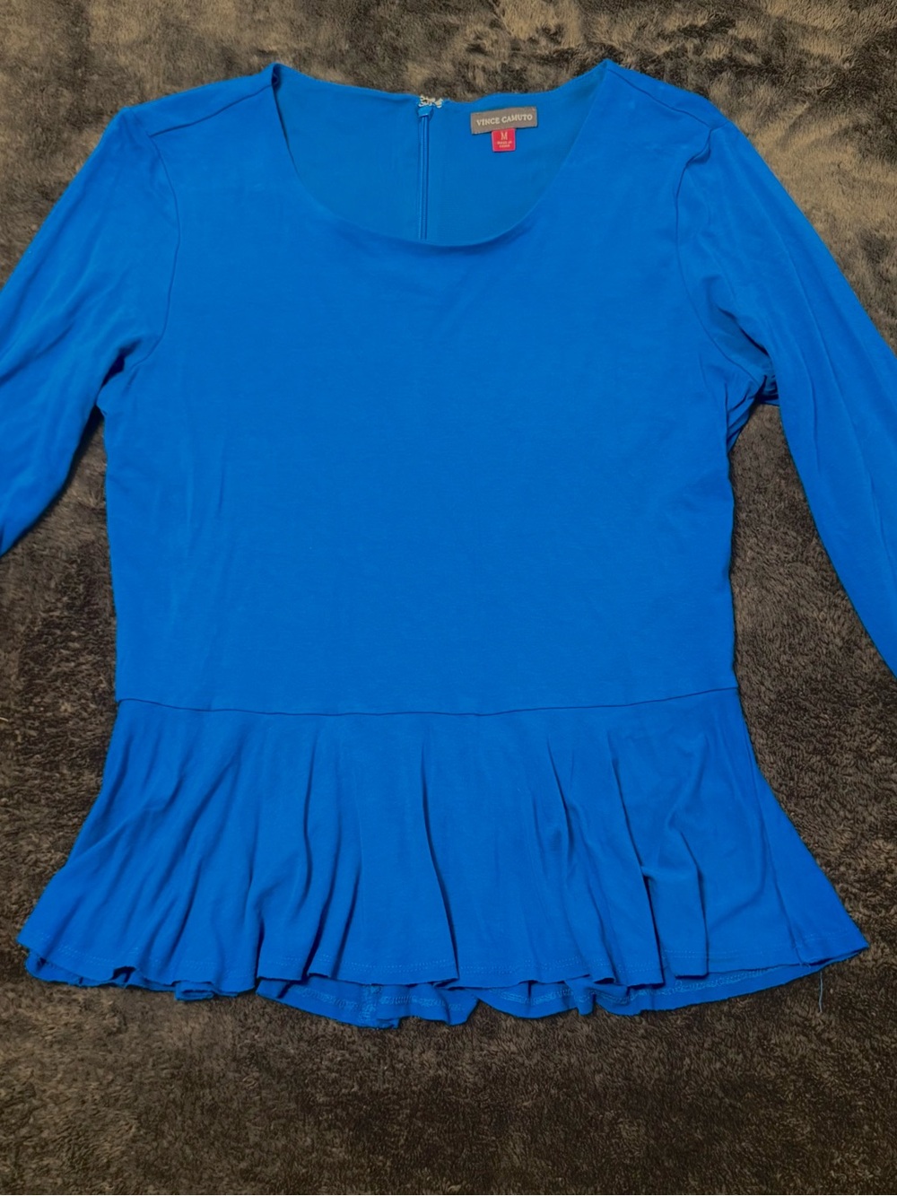 Vince Camuto Bright Cobalt Blue 3/4 Sleeve Peplum Top